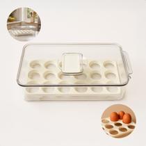 Pote Organizador Geladeira 2,7l Com Porta ovos Caixa Despensa Transparente E Branco