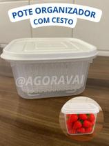 Pote Organizador Geladeira com Cesto Escorredor Frutas Verduras Vegetais 13,5cm Pote Organizador Geladeira com Cesto Escorredor Frutas Verduras Vegetais 13,5cm