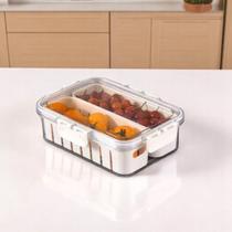 Pote Organizador Geladeira com Tampa 2 Divisórias Removíveis