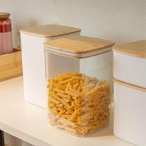 Pote Organizador Hermético Para Mantimentos Com Tampa De Bambu 2.3L Keep