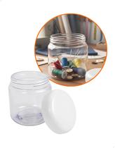 Pote Organizador para Linhas Botões Agulhas Kit 10un Pote Plástico 500g com Tampa Branca Abaulada Pote Organizador para Linhas Botões Agulhas Kit 10un Pote Plástico 500g com Tampa Branca Abaulada