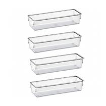 Pote Organizador Retangular Grande Cristal com 4 peças Modular 972 - Acrimet