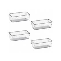 Pote Organizador Retangular Pequeno Cristal com 4 peças Modular 971 - Acrimet