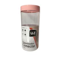 Pote Organizador Uz Conecta 1,2lts Transparente C/Tampa Rosa - UZ Utilidades