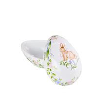 Pote Ovo Deitado Médio Páscoa Jardim Florido Branco