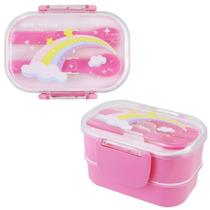 Pote P/ Lanche Infantil Escolar 400ml Passeio Viagem C/ 2 Andares Lancheira Marmita Trava Tampa Menino Menina Microondas