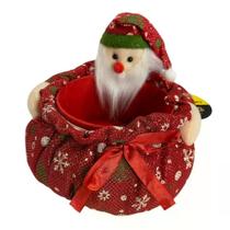 Pote Pano Rosto Noel Com Tampa Em Poliéster 10X8Cm Enfeite Pote Pano Rosto Noel Com Tampa Em Poliéster 10X8Cm Enfeite