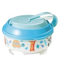 Pote Papinha com Amassador Azul Bichinhos