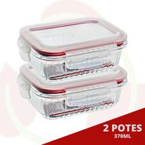 Pote Papinha Vidro Trava Tampa 370ML Cor Sortida Lancheira 2Pçs Pote Papinha Vidro Trava Tampa 370ML Cor Sortida Lancheira 2Pçs