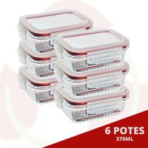 Pote Papinha Vidro Trava Tampa 370ML Cor Sortida Lancheira 6Pçs
