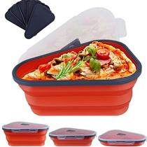 Pote para Armazenar Pizzas Recipiente em Silicone Ajustável Expansível Reutilizável Guardar Sobras Fatias de Pizza 5 Divisórias Economia de Espaço Pote para Armazenar Pizzas Recipiente em Silicone Ajustável Expansível Reutilizável Guardar Sobras Fatias de Pizza 5 Divisórias Economia de Espaço