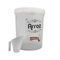 Pote Para Arroz 5,8 L Redondo Com Tampa De Rosca E Medidor Branco Nitron Pote Para Arroz 5,8 L Redondo Com Tampa De Rosca E Medidor Branco Nitron