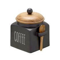 Pote para Café Hermetico de Cerâmica e Madeira 14cm - PARIS LUZ