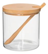 Pote Para Condimentos Tempero Vidro Com Tampa De Bambu Colher 300ml Pote Para Condimentos Tempero Vidro Com Tampa De Bambu Colher 300ml