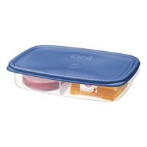 Pote para Frios com Divisória Sanremo 1,4 Litros Plástico Hermético Cozinha BPA Free Micro-ondas Freezer Lava Louças Marmita Fitness Alimentos