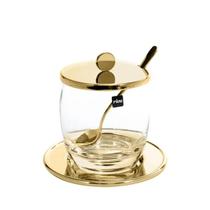 Pote Para Geleia Com Colher E Tampa Inox Ouro 24K Padova Riva Pote Para Geleia Com Colher E Tampa Inox Ouro 24K Padova Riva