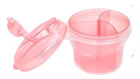 Pote para leite em po com divisoria rosa