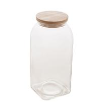Pote Para Mantimentos de Vidro com Tampa de Bambu 1,8 Litros