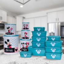 Pote para Mantimentos Kit Potes com 5 peças + 10 Potes Mickey
