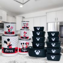 Pote para Mantimentos Kit Potes com 5 peças + 10 Potes Mickey