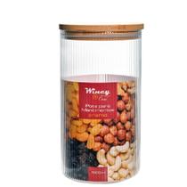 Pote Para Mantimentos Prisma Bambu Vidro 1,5L