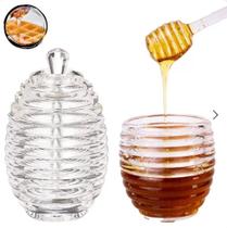 Pote Para Mel De Acrílico Cristal Colmeia C/ Tampa E Pegador Pote Para Mel De Acrílico Cristal Colmeia C/ Tampa E Pegador