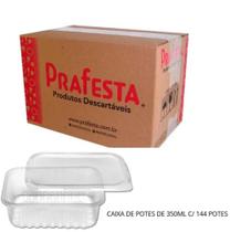 Pote para refeições congeladas Descartável Marmita Fit Retangular C Tampa 350ml 144un