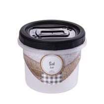 Pote para Sal em Plástico com Tampa Rosca Preta 720ml - Plasutil