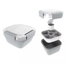 Pote Para Salada 2 Compartimentos Graceful Series 1,1L Cinza
