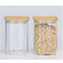 Pote para tempero de vidro c/ tampa bambu 1000ml