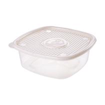 Pote Plástico 2 Litros Plasútil Marmita Frutas Legumes Microondas Fitness Branco Marmorizado Cozinha - Plasutil