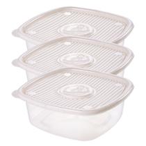 Pote Plástico 2 Litros Plasútil Marmita Frutas Legumes Microondas Fitness Branco Marmorizado Cozinha
