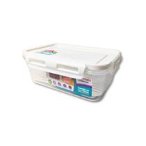 Pote Plástico 500 ml c/ Tela Trava Transparente Tampa Branca Pote Plástico 500 ml c/ Tela Trava Transparente Tampa Branca