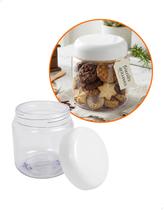 Pote Plástico 500g Organizador para Bolachas Doces Kit 10un Pote com Tampa Branca Abaulada Pote Plástico 500g Organizador para Bolachas Doces Kit 10un Pote com Tampa Branca Abaulada