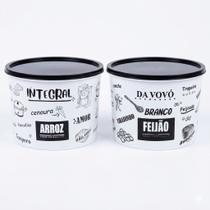 Pote Plástico Arroz Feijão 2 Litros Tampa Hermética Decorado Pote Plástico Arroz Feijão 2 Litros Tampa Hermética Decorado