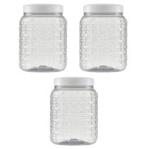 Pote Plástico Bandeirante Tampa Branca Mantimento 1000ml 3un