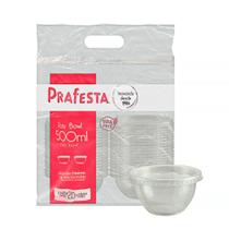 Pote Plástico Bowl com Tampa 500mL com 20 unidades Prafesta