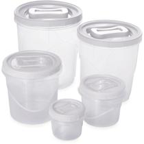 Pote Plastico CONJ 5 Potes Mantimentos Rosca KIT