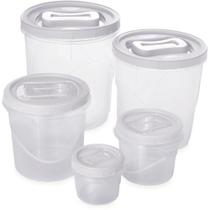 Pote Plastico CONJ 5 Potes Mantimentos Rosca KIT