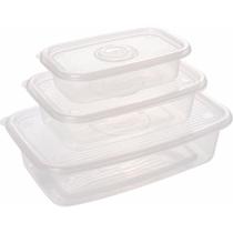 Pote Plástico Conjunto com 3 Potes POP Retangular P/M/G