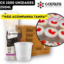 Pote Plástico Descartável Liso Translúcido P07 Copaza - Linha Café & Sobremesa - 250ml - CX 1000 Unidades (CX20x50)