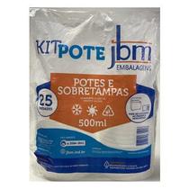 Pote Plástico Descartável Redondo C/tampa 500ml Jbm C/25 Unidades