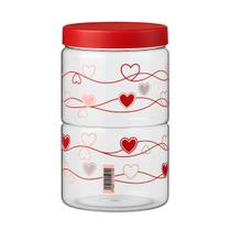 Pote Plástico Organizador de Cozinha Corações Vermelho 1600ML Pote Plástico Organizador de Cozinha Corações Vermelho 1600ML