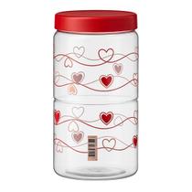 Pote Plástico Organizador de Cozinha Corações Vermelho 2100ML Pote Plástico Organizador de Cozinha Corações Vermelho 2100ML