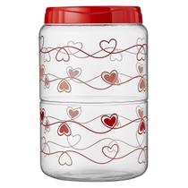 Pote Plástico Organizador de Cozinha Corações Vermelho 3000ML Pote Plástico Organizador de Cozinha Corações Vermelho 3000ML