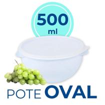 Pote Plástico Oval Com Tampa e Abas 500ml Branco - Plasvale