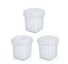 Pote Plástico PP Quadrado c/ Tampa 220ml c/300 Un