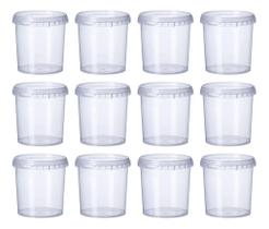 Pote Plástico Redondo Com Lacre 500ml - 12 Unidades