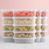Pote Plástico Retangular Tampa Hermética Alimentos Freezer Micro-ondas Fácil Limpar Medidas 21x13x6