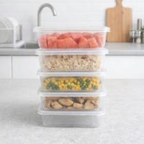 Pote Plástico Retangular Tampa Hermética Alimentos Freezer Micro-ondas Fácil Limpar Medidas 21x13x6